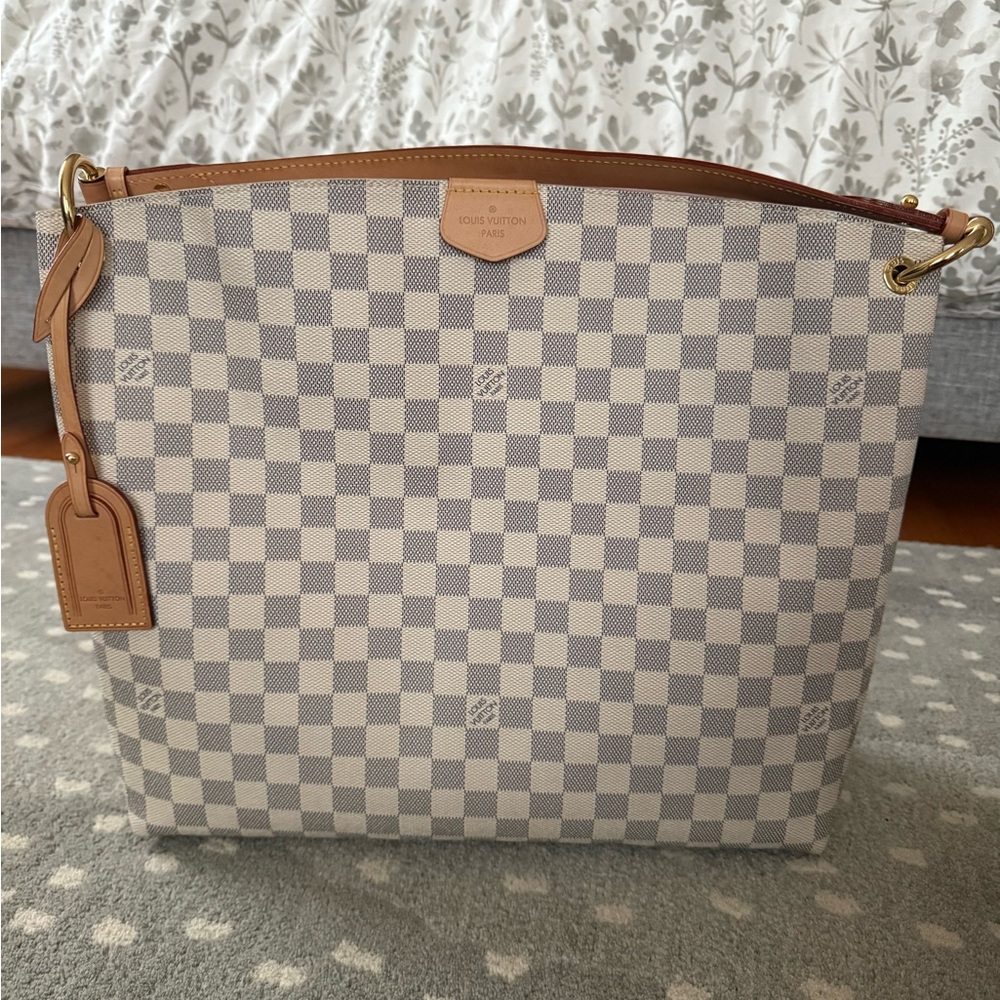 Authentic Louis Vuitton Graceful MM Damier Azur with Rose Ballerine interior EUC